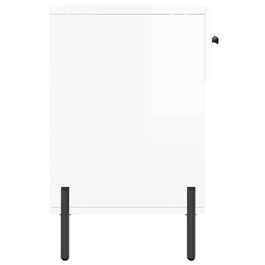 Skobenk høyglans hvit 102x35x55 cm konstruert tre