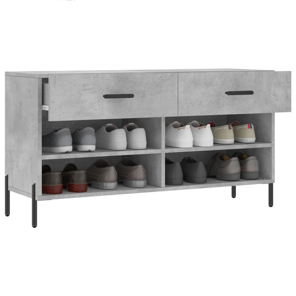 Skobenk betonggrå 102x35x55 cm konstruert tre