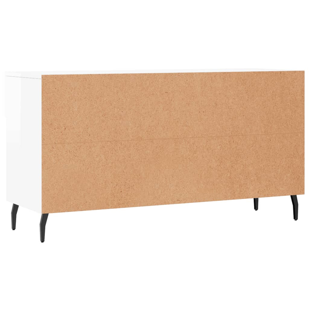 Skobenk høyglans hvit 102x35x55 cm konstruert tre