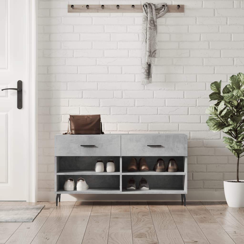 Skobenk betonggrå 102x35x55 cm konstruert tre
