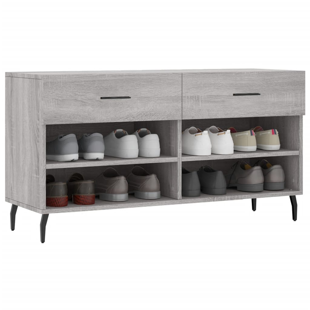 Skoskap grå sonoma 102x35x55 cm konstruert tre