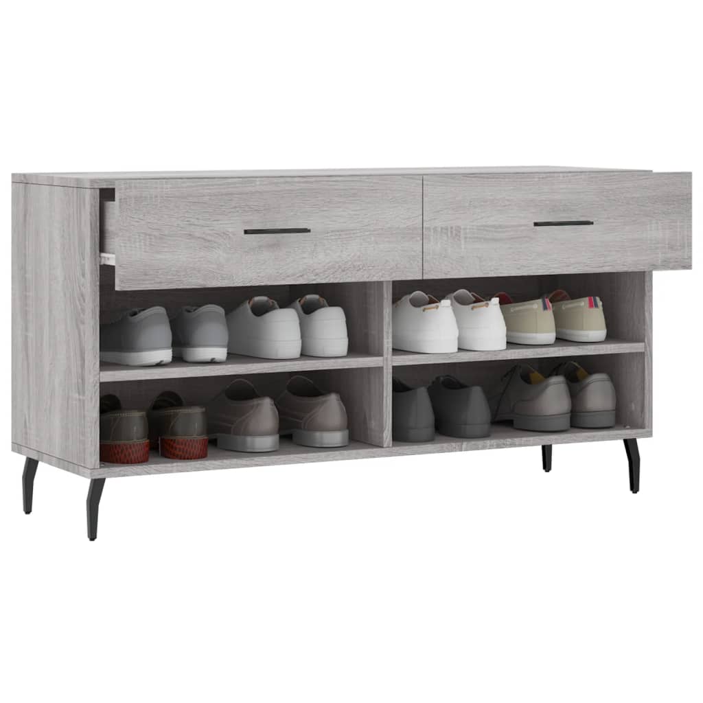 Skoskap grå sonoma 102x35x55 cm konstruert tre