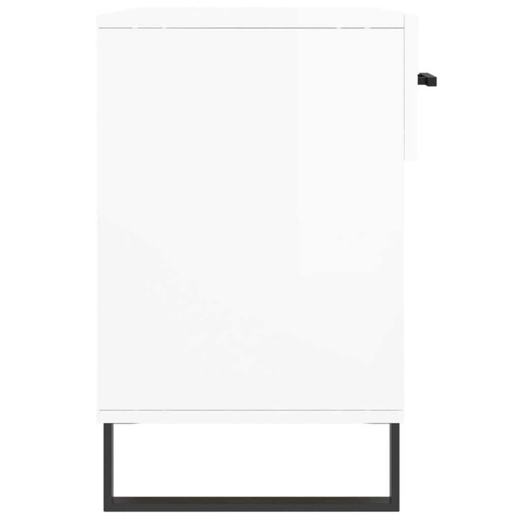 Skobenk høyglans hvit 102x35x55 cm konstruert tre