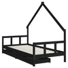 Barnesengeramme med skuffer svart 90x200 cm heltre furu