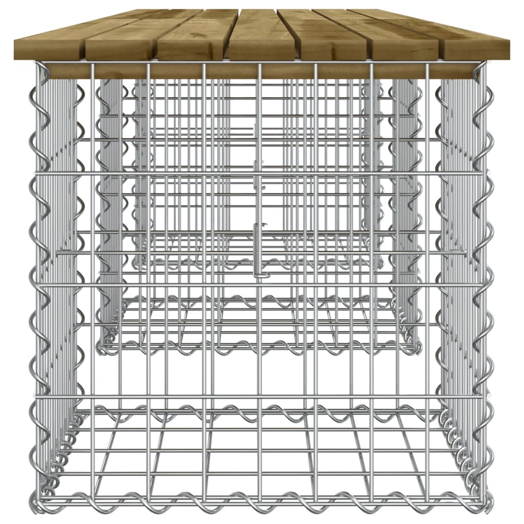 Hagebenk gabiondesign 203x44x42 cm impregnert furu