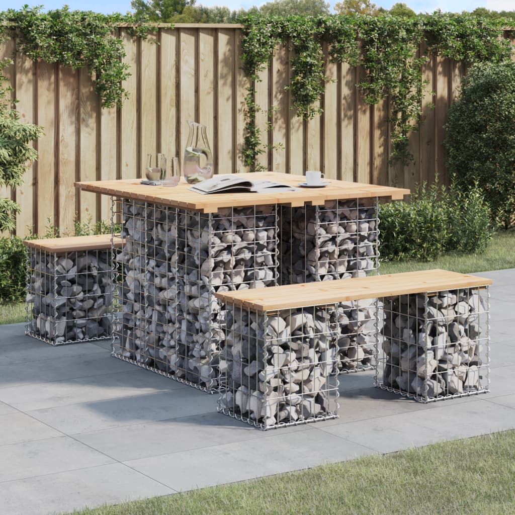 Hagebord gabiondesign 100x102x72 cm heltre furu