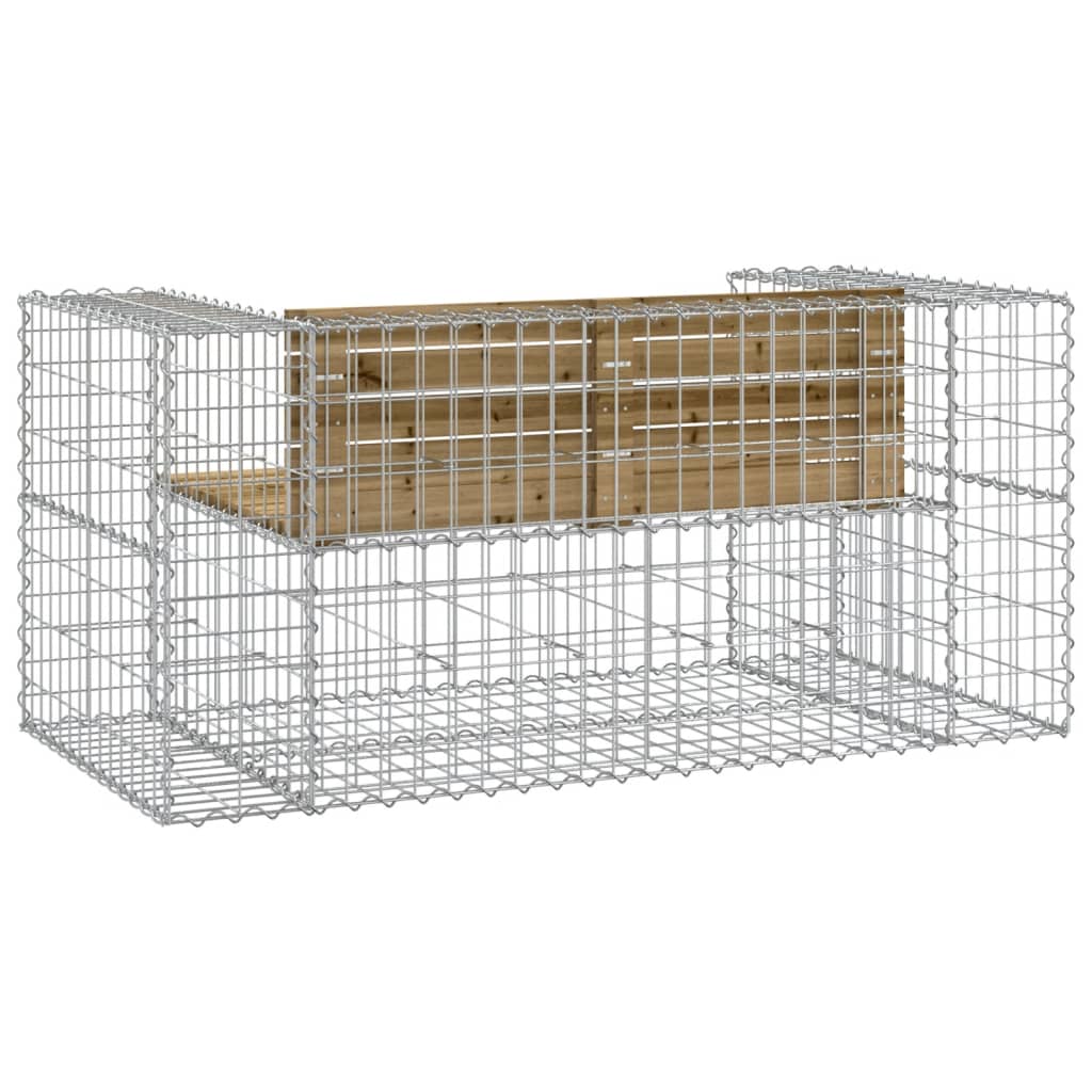 Hagebenk gabiondesign 143x71x65,5 cm impregnert furu