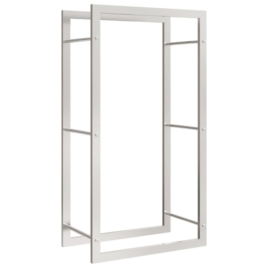 Vedstativ 50x28x94 cm rustfritt stål