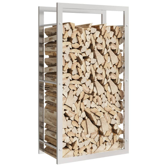 Vedstativ 50x28x94 cm rustfritt stål