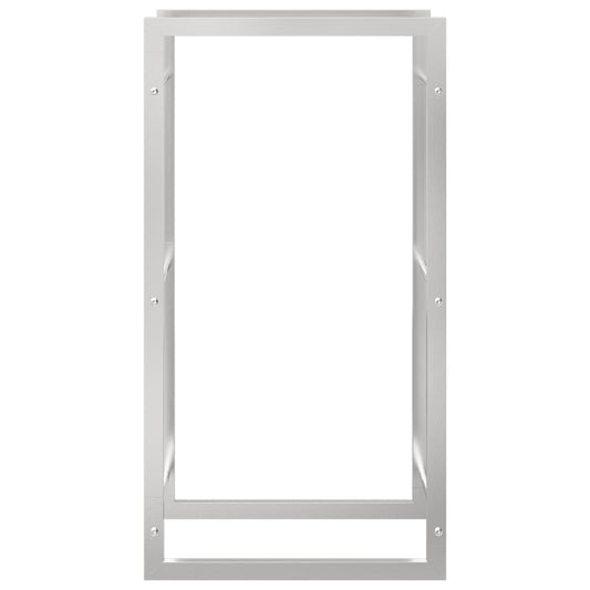 Vedstativ 50x28x94 cm rustfritt stål