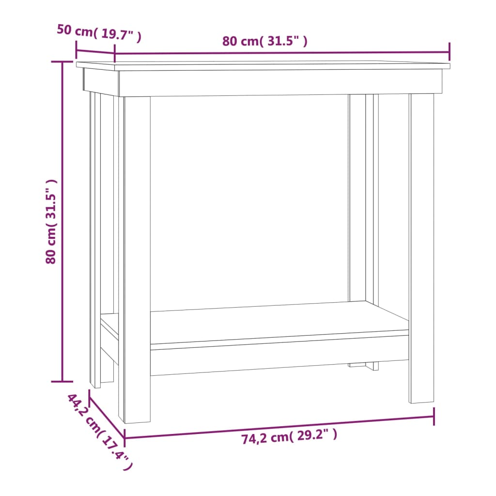 Arbeidsbenk 80x50x80 cm heltre furu