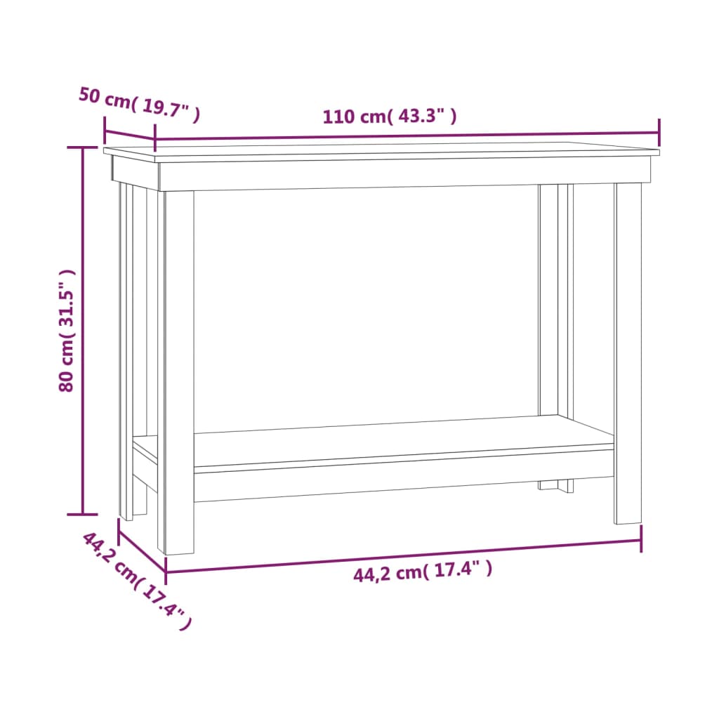 Arbeidsbenk 110x50x80 cm heltre furu