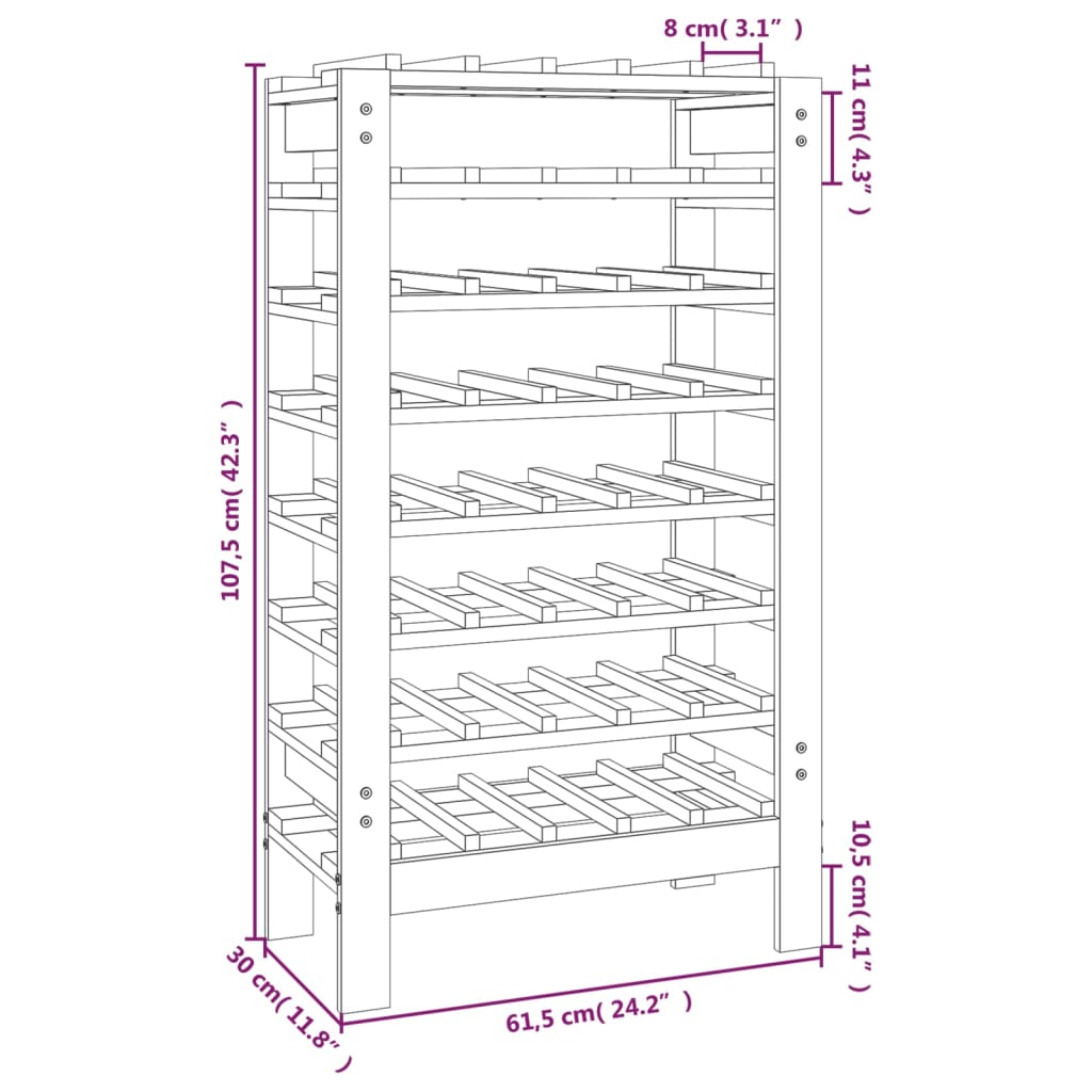 Vinstativ 61,5x30x107,5 cm heltre furu