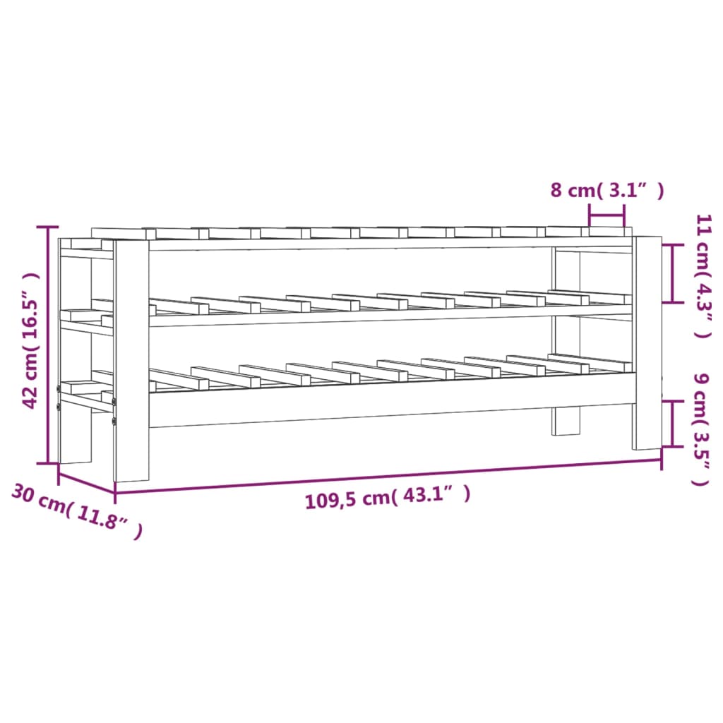 Vinstativ 109,5x30x42 cm heltre furu