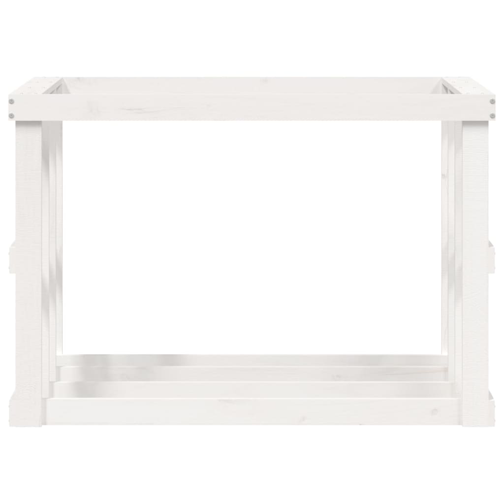 Utendørs vedstativ hvit 108x52x74 cm heltre furu