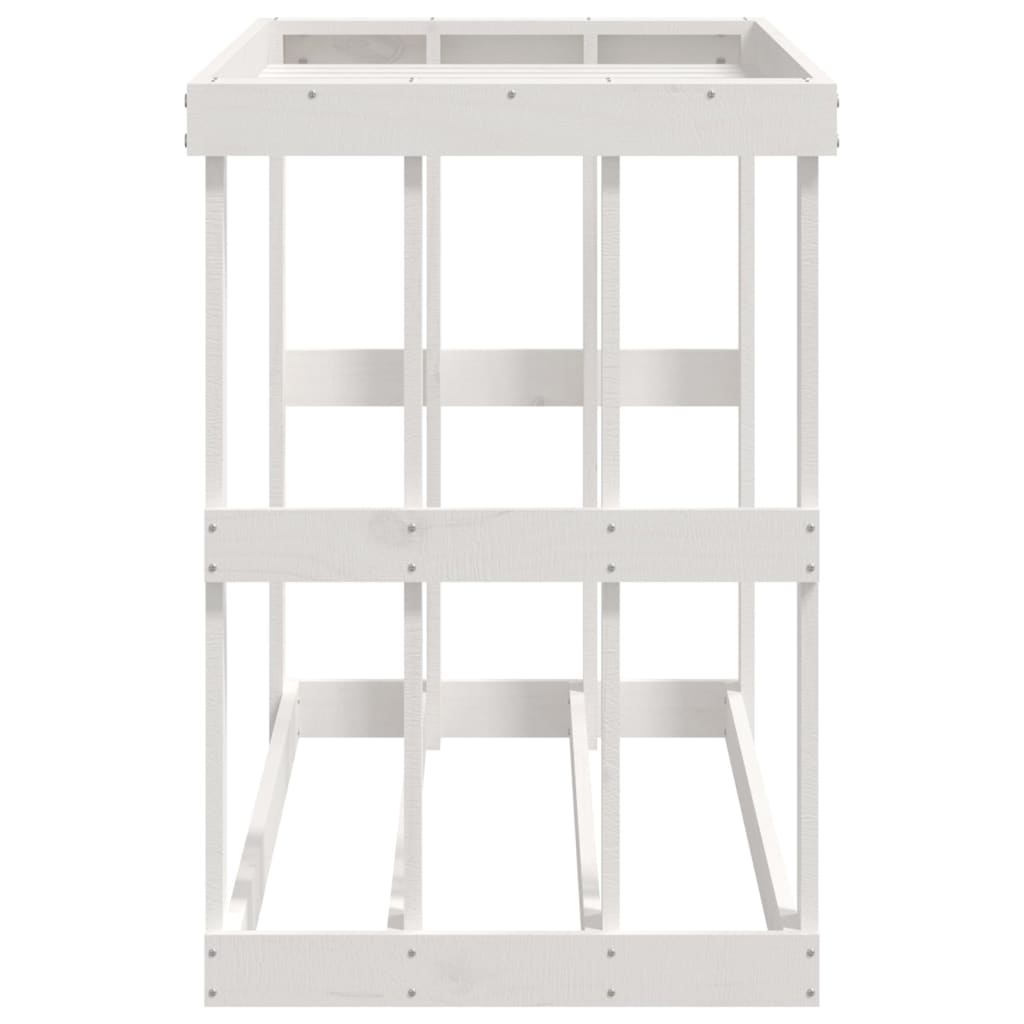 Utendørs vedstativ hvit 108x52x74 cm heltre furu