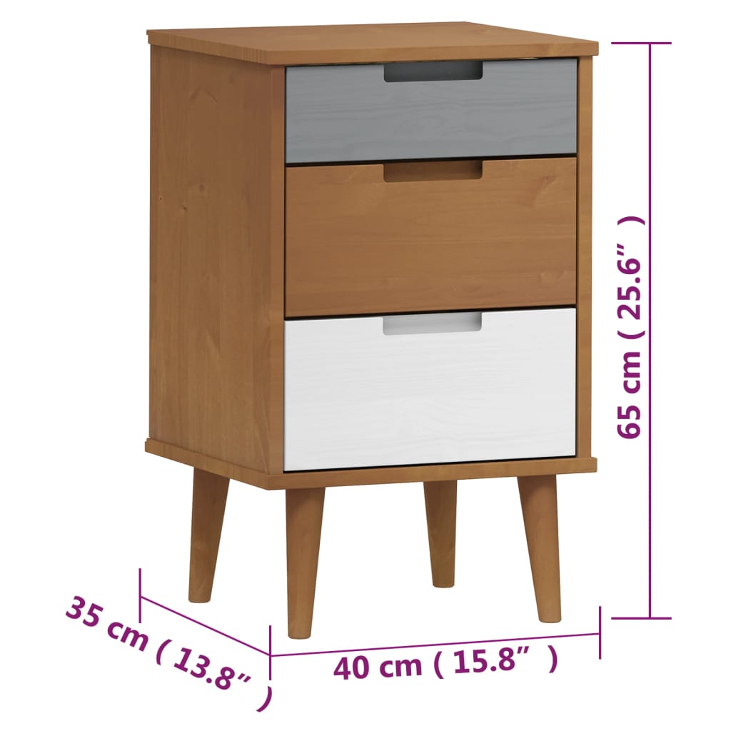 Nattbord MOLDE brun 40x35x65 cm heltre furu