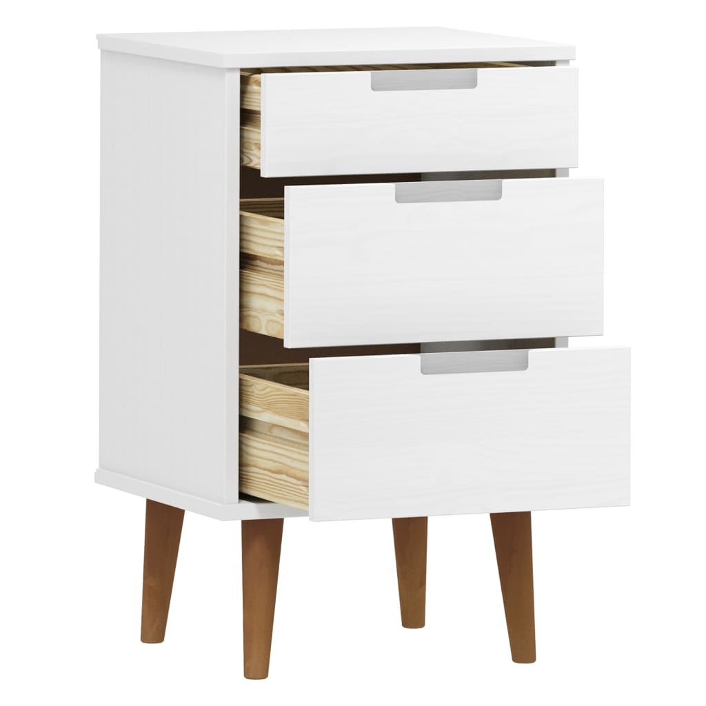 Nattbord MOLDE hvit 40x35x65 cm heltre furu