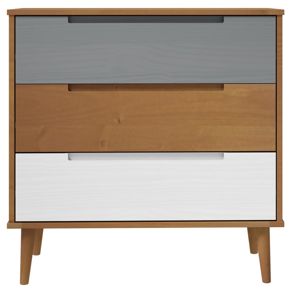 Kommode MOLDE brun 80x40x80 cm heltre furu