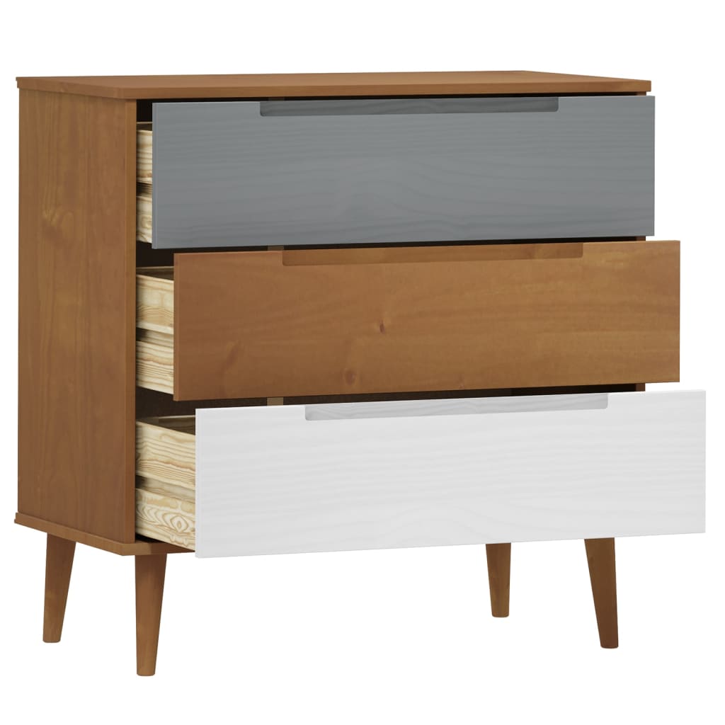 Kommode MOLDE brun 80x40x80 cm heltre furu