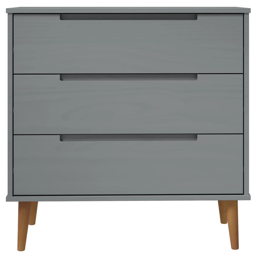 Kommode MOLDE grå 80x40x80 cm heltre furu