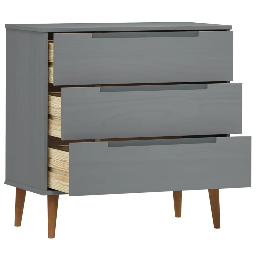 Kommode MOLDE grå 80x40x80 cm heltre furu