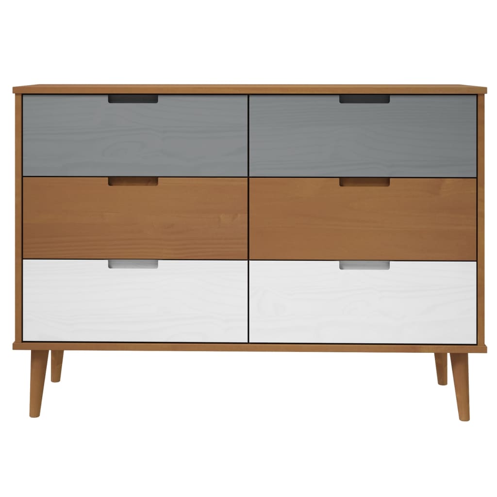 Kommode MOLDE brun 113x40x80 cm heltre furu