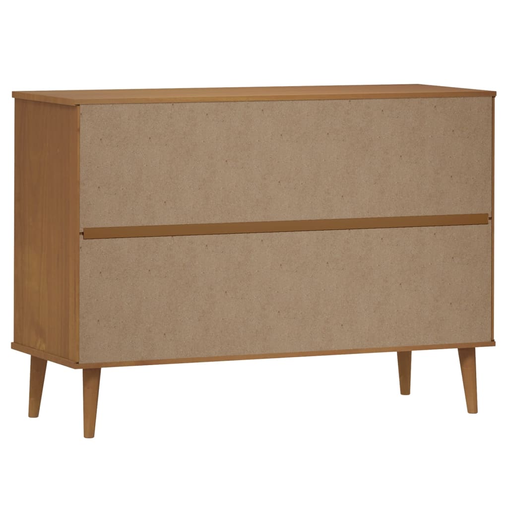 Kommode MOLDE brun 113x40x80 cm heltre furu