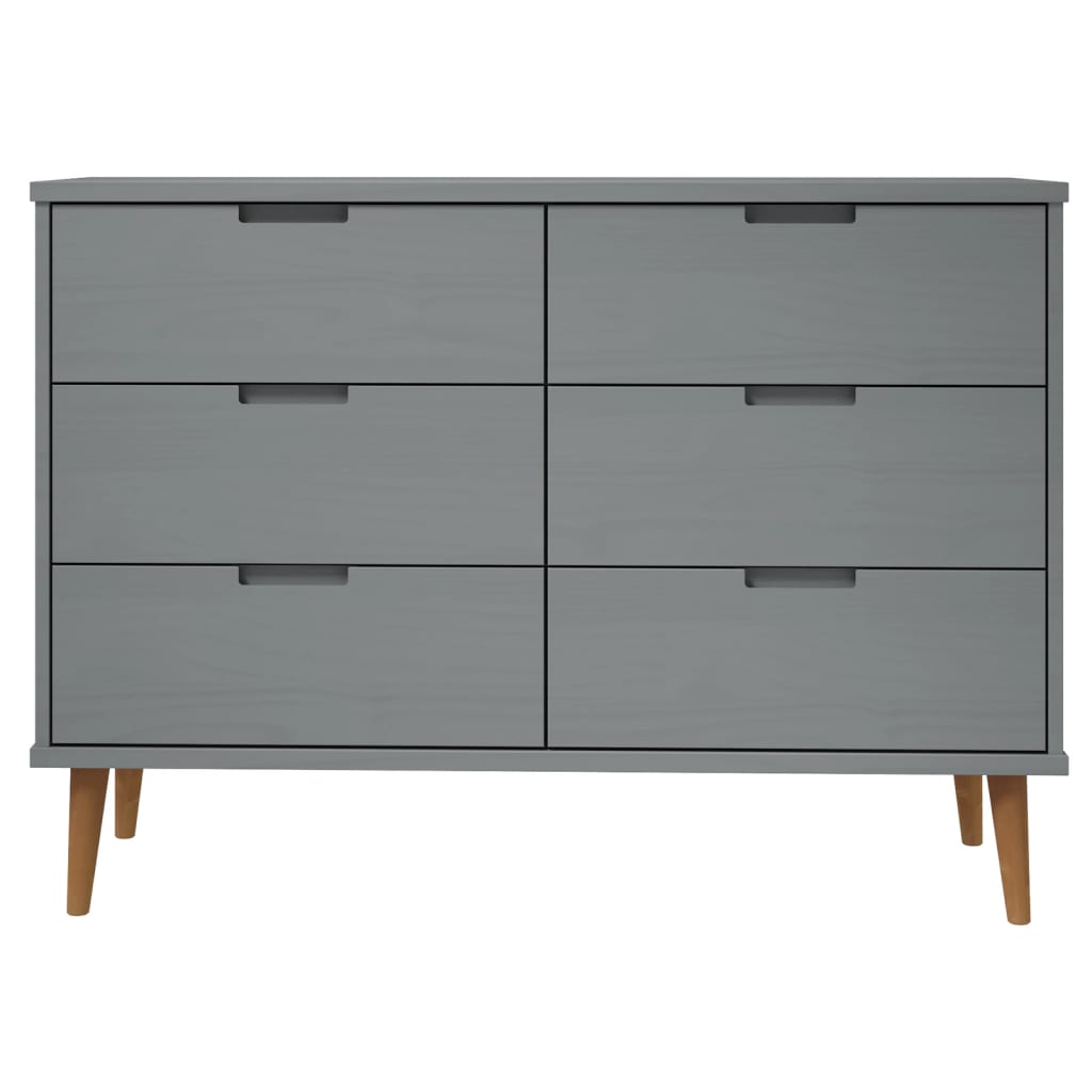 Kommode MOLDE grå 113x40x80 cm heltre furu