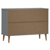Kommode MOLDE grå 113x40x80 cm heltre furu