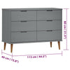 Kommode MOLDE grå 113x40x80 cm heltre furu