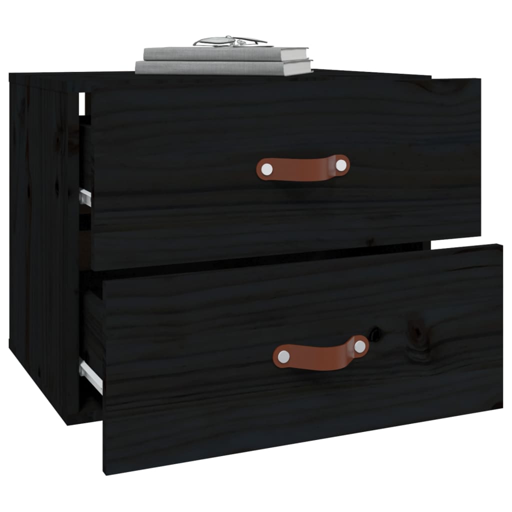 Veggmontert nattbord svart 50x36x40 cm