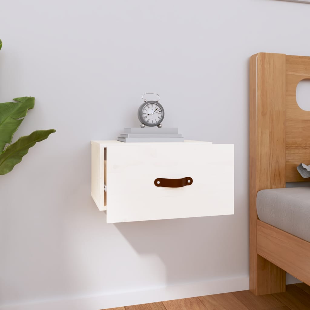 Veggmontert nattbord hvit 40x29,5x22 cm