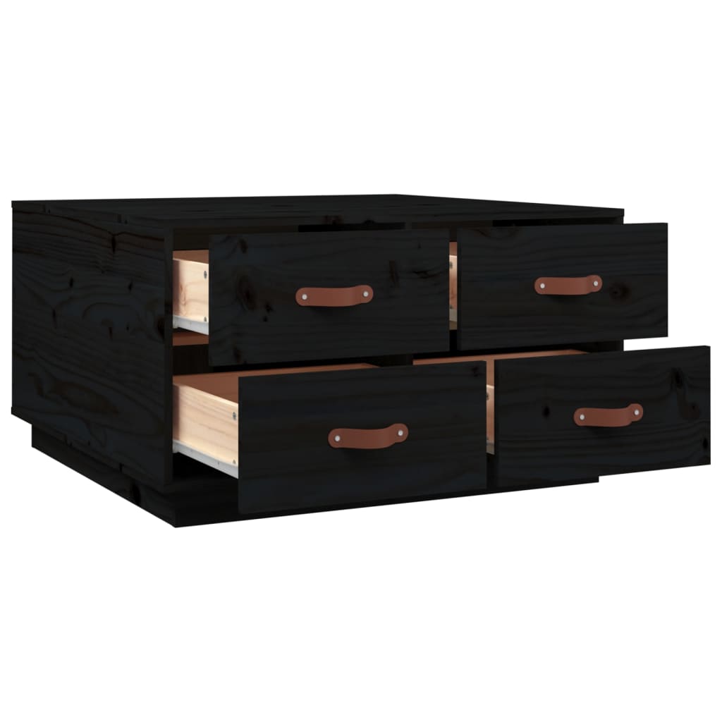 Salongbord svart 80x80x45 cm heltre furu