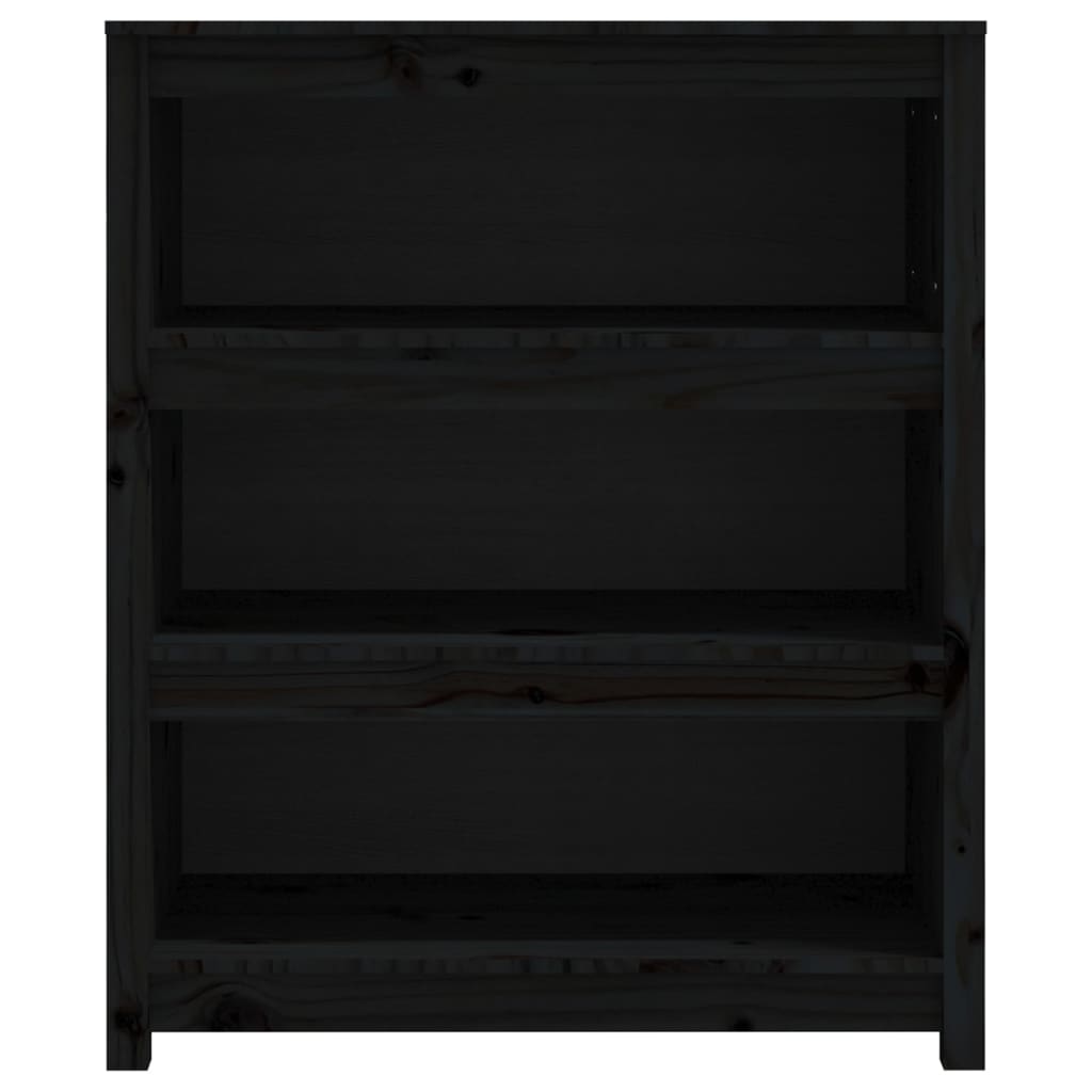 Bokhylle svart 80x35x97 cm heltre furu