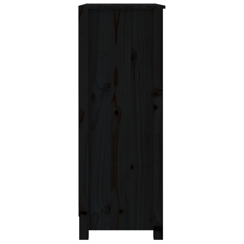 Bokhylle svart 80x35x97 cm heltre furu