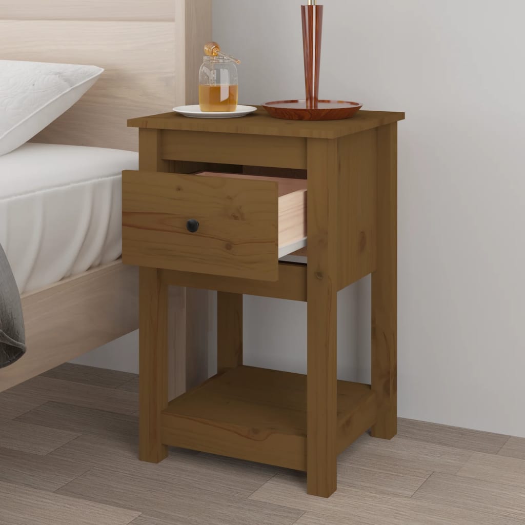 Nattbord 2 stk honningbrun 40x35x61 cm heltre furu