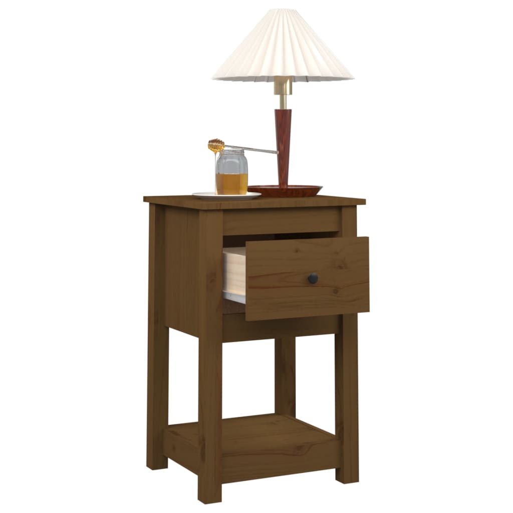 Nattbord 2 stk honningbrun 40x35x61 cm heltre furu