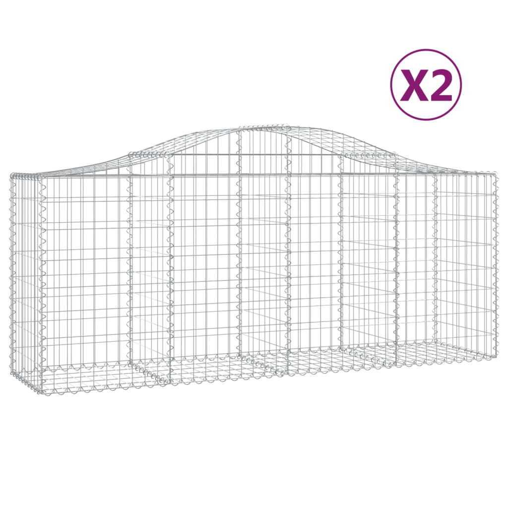 Gabionkurver buede 2 stk 200x50x80/100 cm galvanisert jern