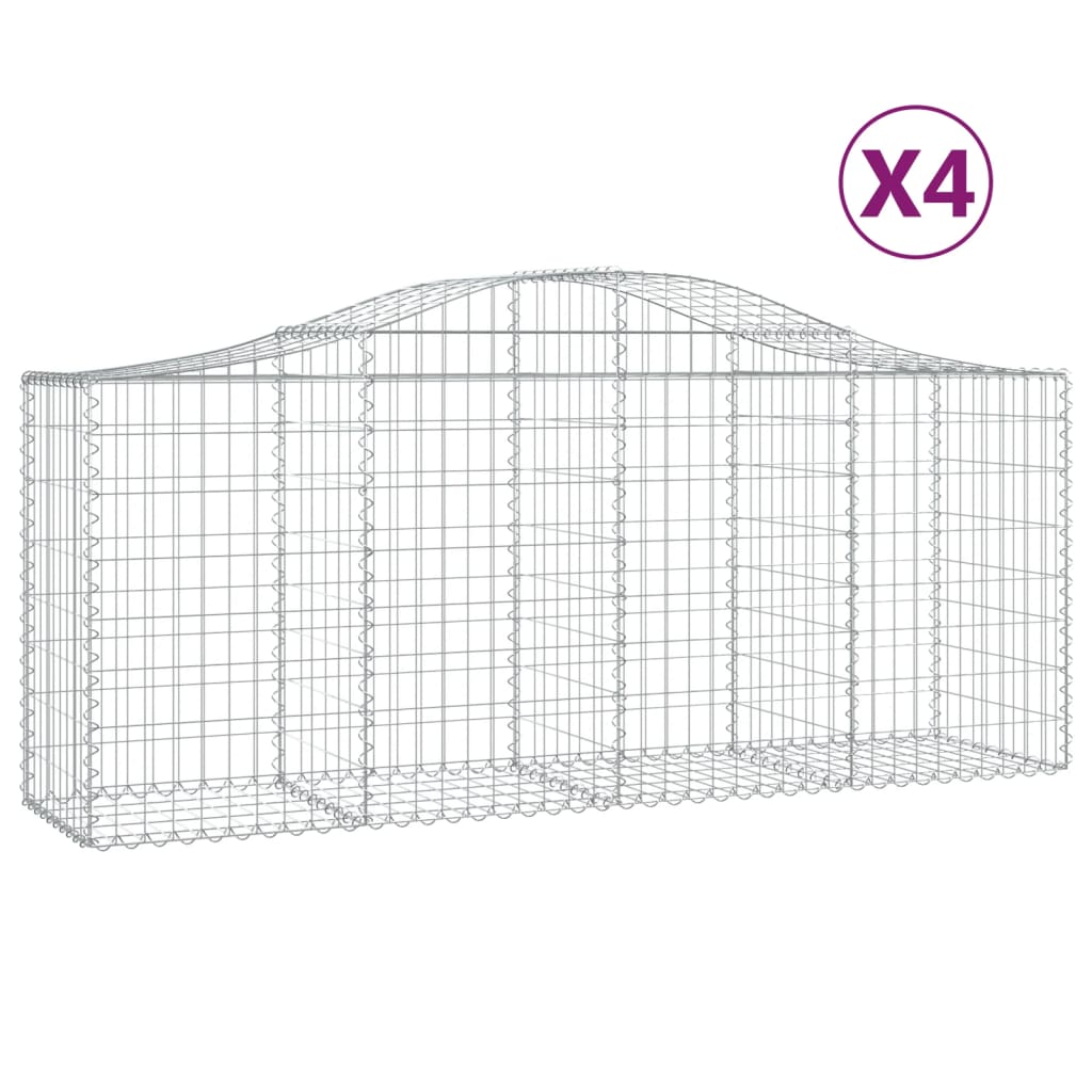 Gabionkurver buede 4 stk 200x50x80/100 cm galvanisert jern