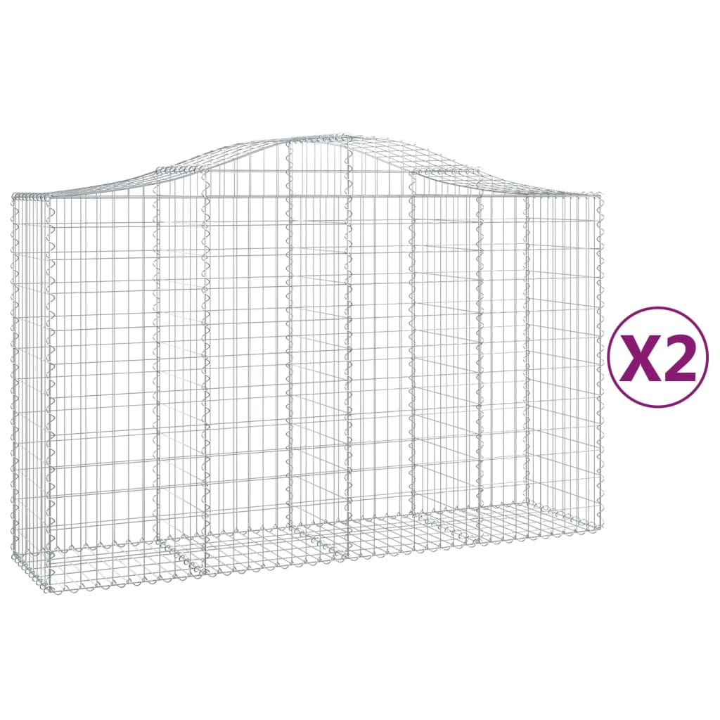 Gabionkurver buede 2 stk 200x50x120/140 cm galvanisert jern