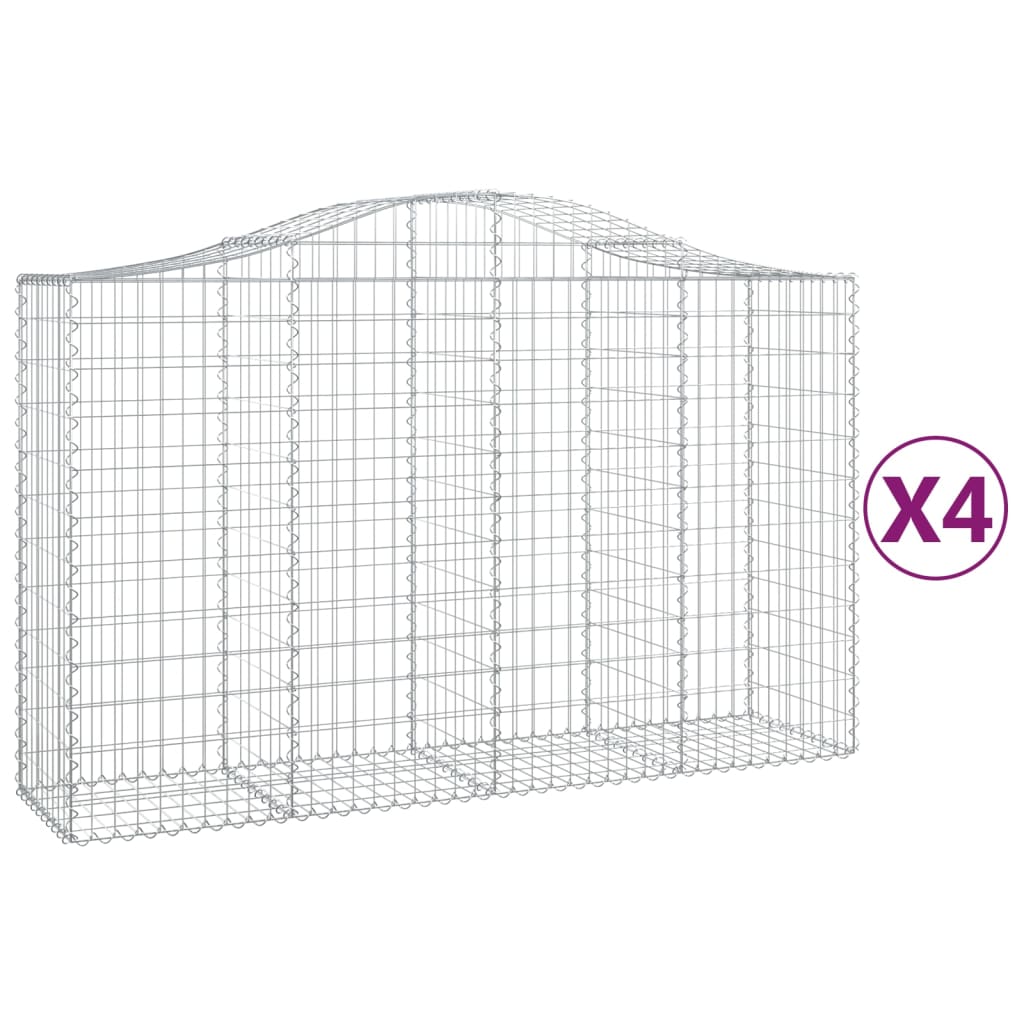 Gabionkurver buede 4 stk 200x50x120/140 cm galvanisert jern