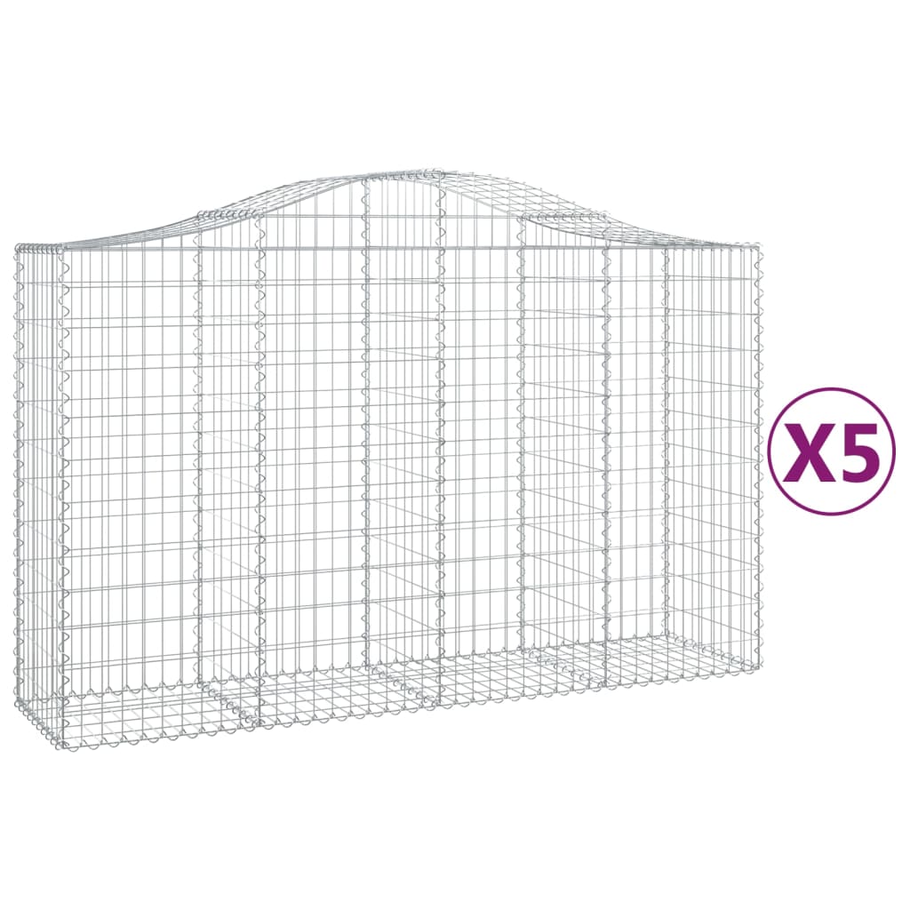 Gabionkurver buede 5 stk 200x50x120/140 cm galvanisert jern