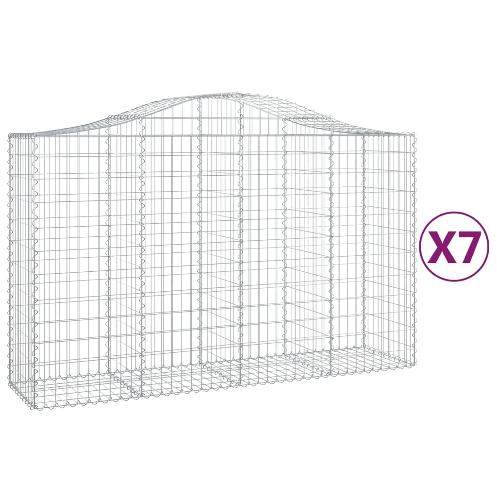 Gabionkurver buede 7 stk 200x50x120/140 cm galvanisert jern