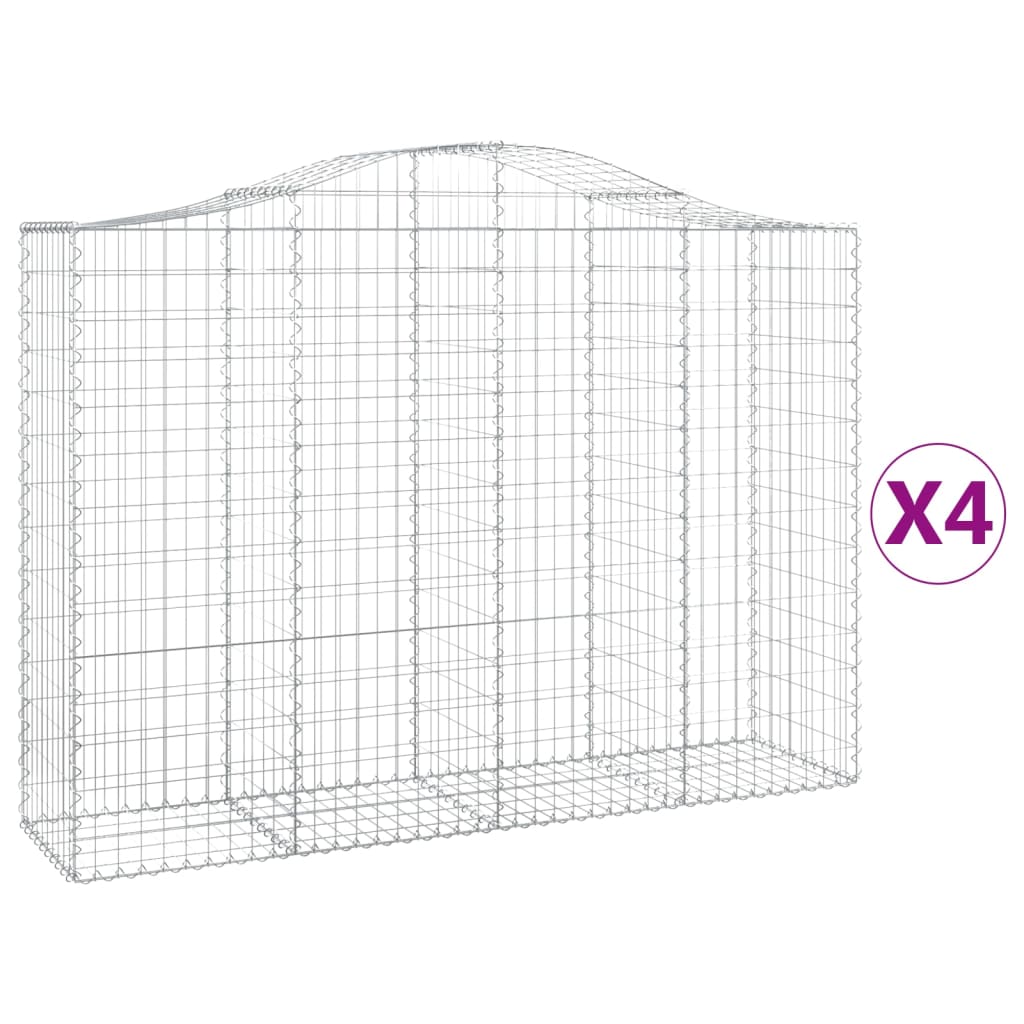 Gabionkurver buede 4 stk 200x50x140/160 cm galvanisert jern