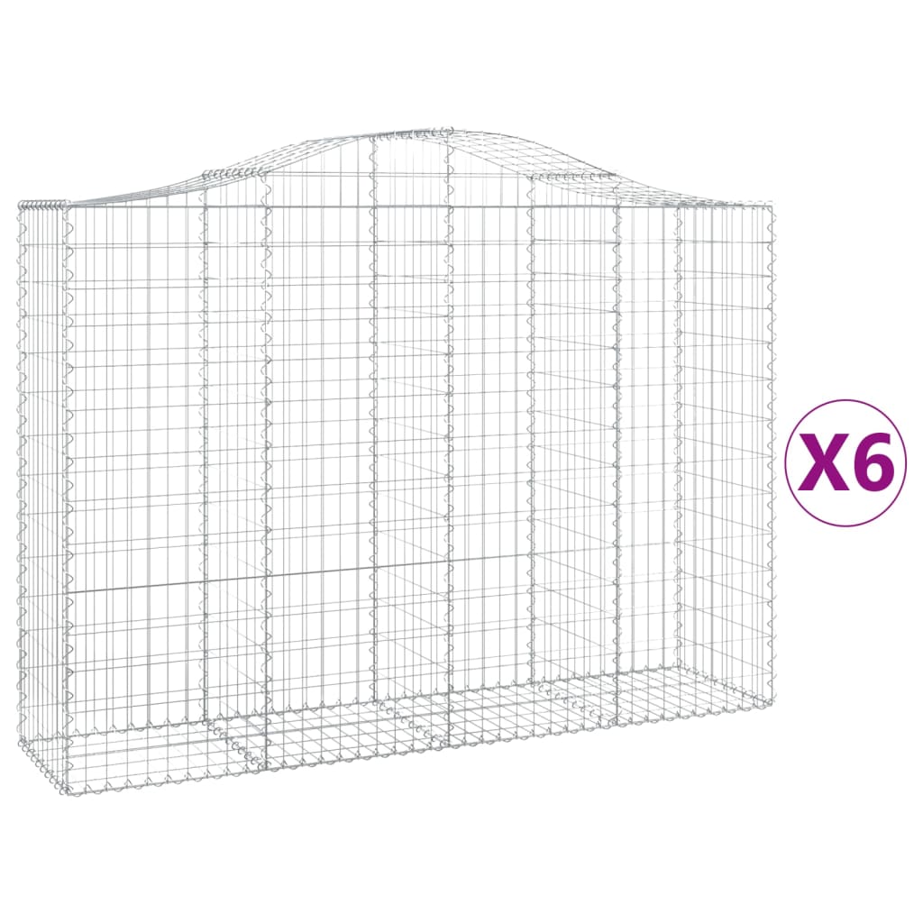 Gabionkurver buede 6 stk 200x50x140/160 cm galvanisert jern