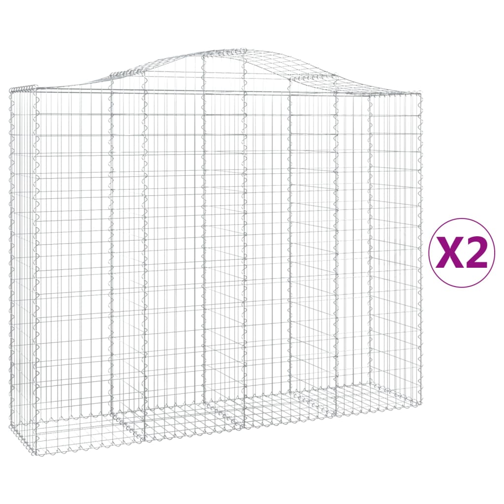 Gabionkurver buede 2 stk 200x50x160/180 cm galvanisert jern