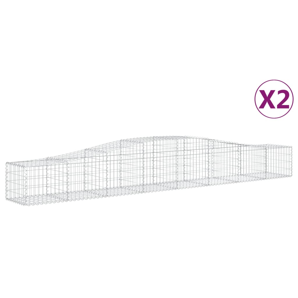 Gabionkurver buede 2 stk 400x50x40/60 cm galvanisert jern