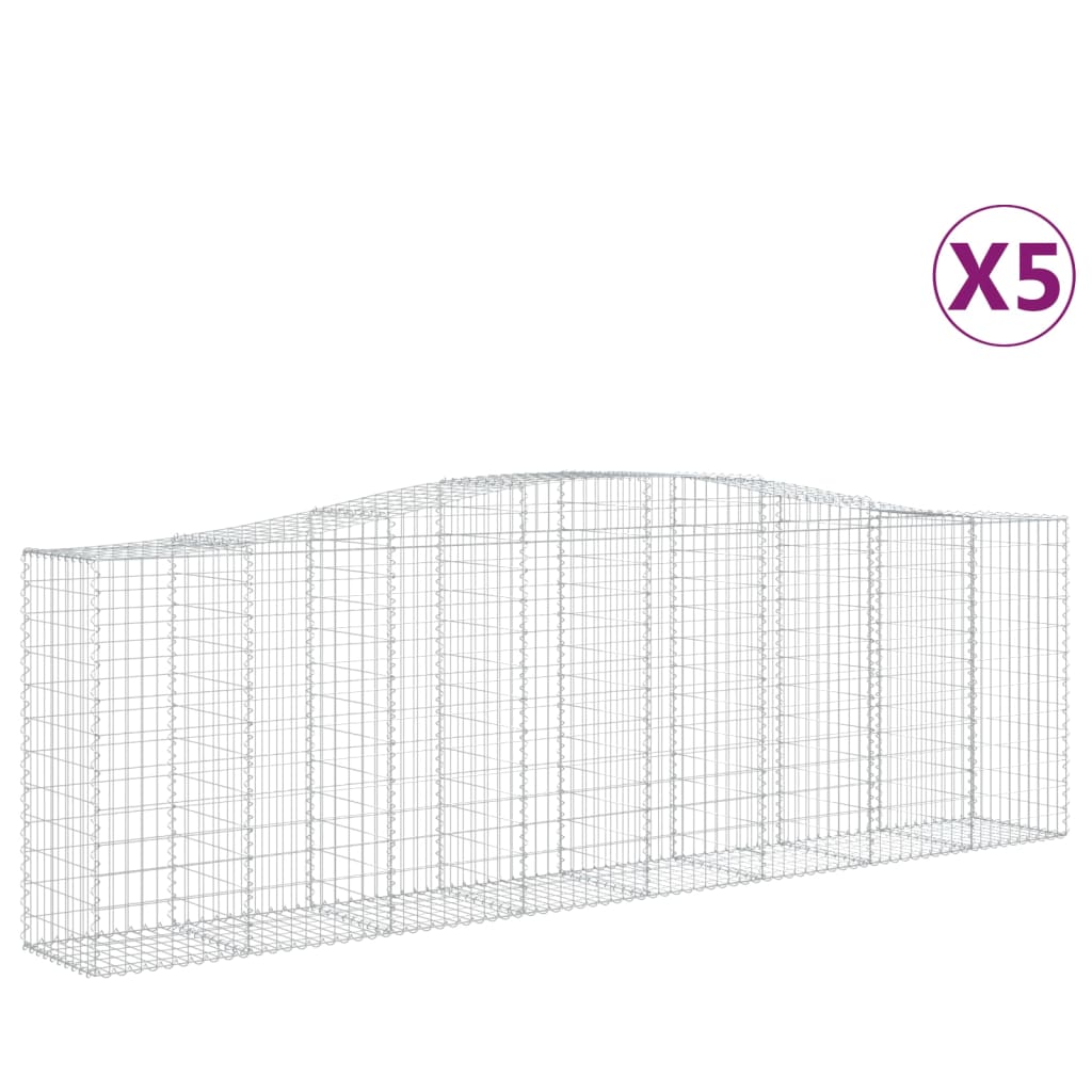 Gabionkurver buede 5 stk 400x50x120/140 cm galvanisert jern