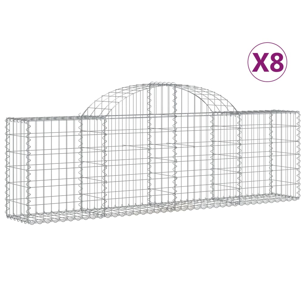 Gabionkurver buede 8 stk 200x30x60/80 cm galvanisert jern